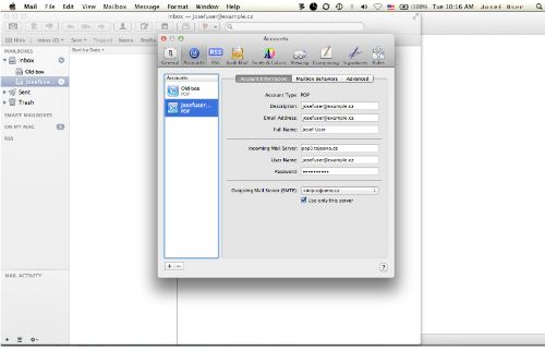 Přehled nastavení po založení účtu.