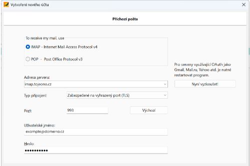 Nastavení IMAP