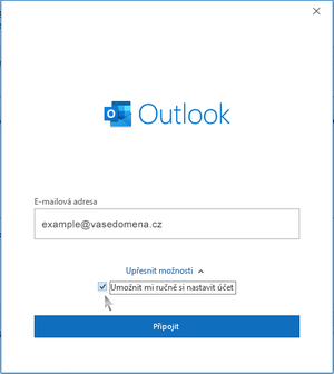 Založení nového účtu.