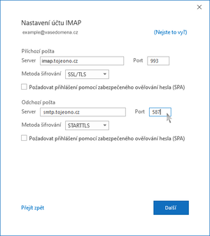 nastavíte spojení se servery