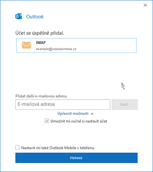 Založení účtu se podařilo